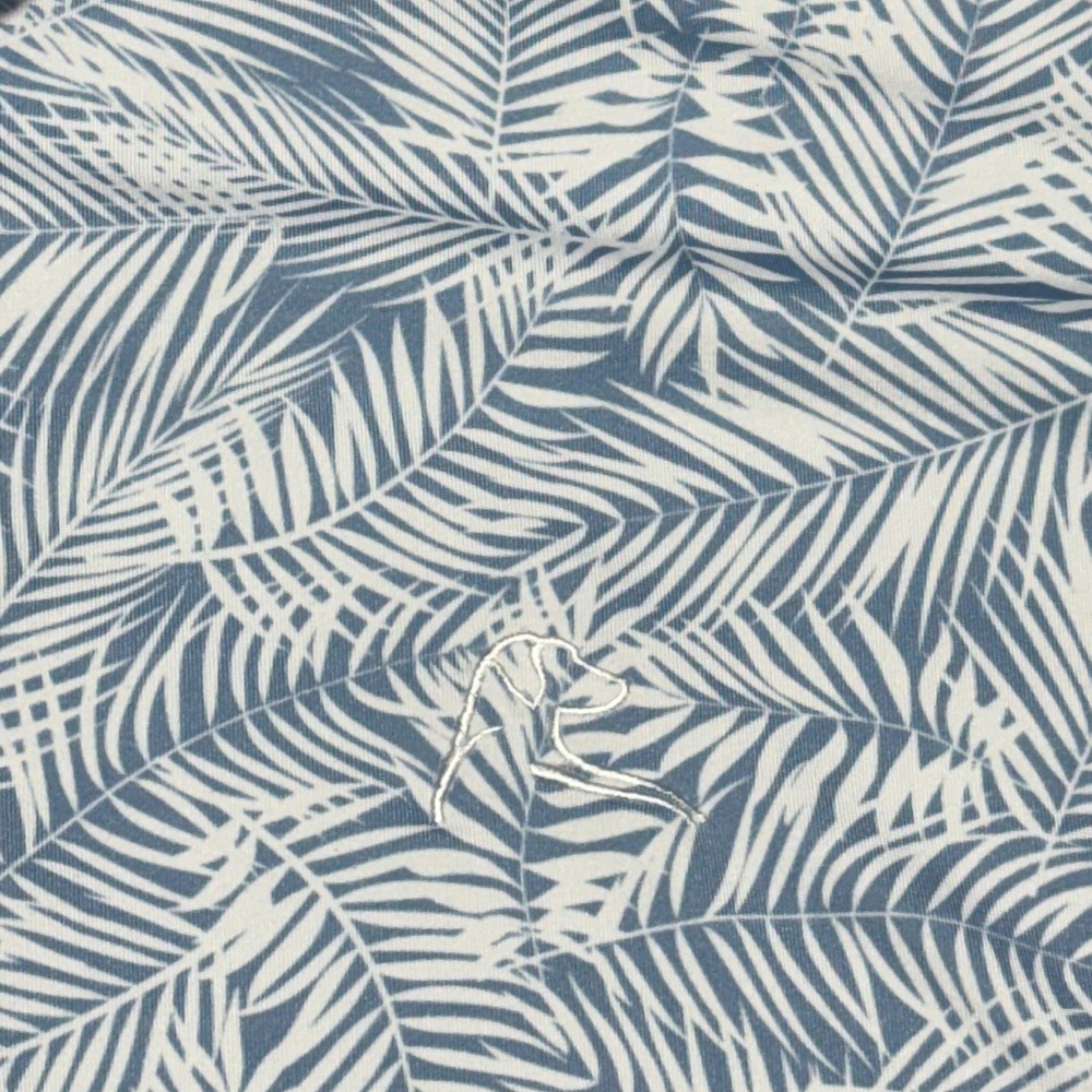 Rhoback Polo Shirt Mens XXXL Blue White Palm Leaf Tropical Performance Golf - Picture 3 of 7